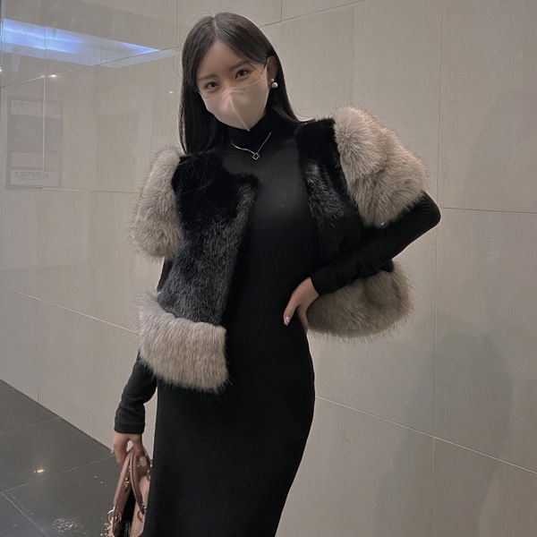 East Gate 秋冬新スタイルレトロ甘い毛皮のベストスプライシングヘビーワークフォックスファーコート女性のファッションアウター