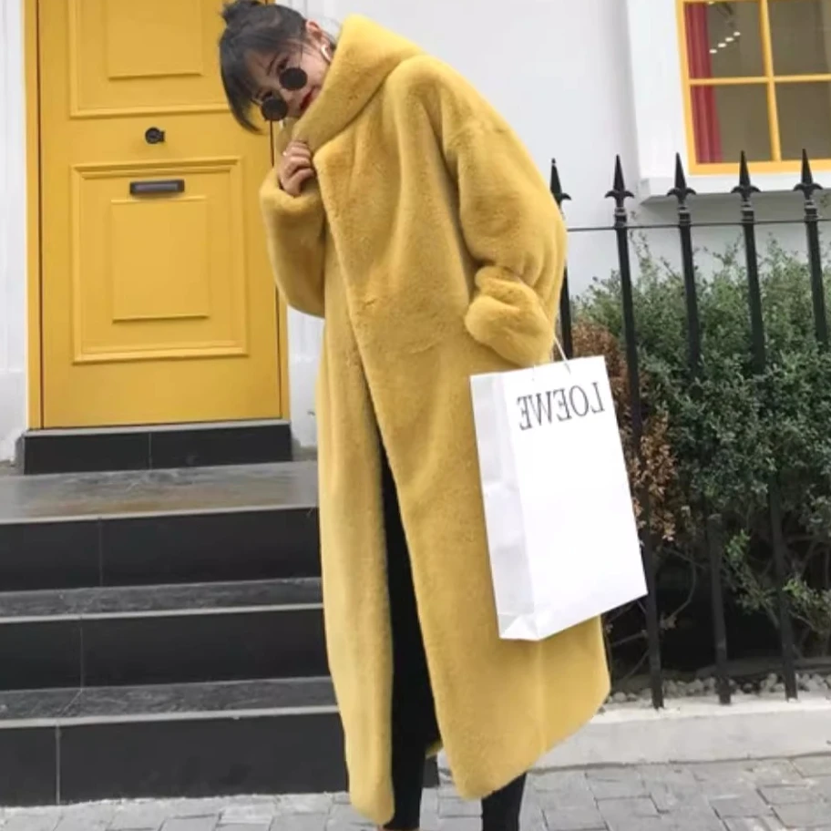 Dicke Kunstpelz Jacke Frauen Mit Kapuze Colorblock Herbst Winter Maxi Mantel Lange Warme Luxus Gürtel Pelz Parkas Bontjas Pelzigen Oberbekleidung