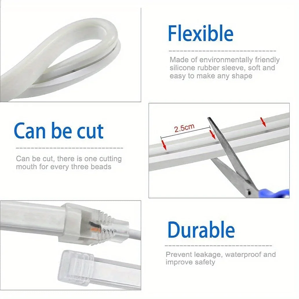 Bande lumineuse LED néon avec capteur de mouvement, interrupteur USB à intensité variable, corde Flexible en Silicone, Tupe, étanche, pour la décoration extérieure de la maison
