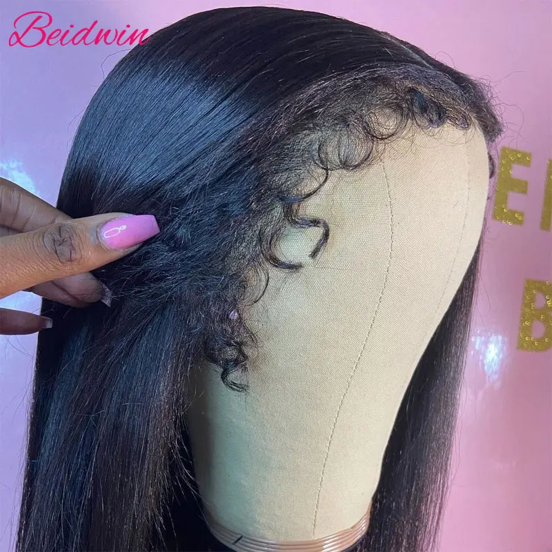 180 densidade 13x4 peruca de cabelo humano 34 Polegada brasileiro em linha reta 4c kinky bordas perucas transparentes perucas dianteiras do laço para mulher