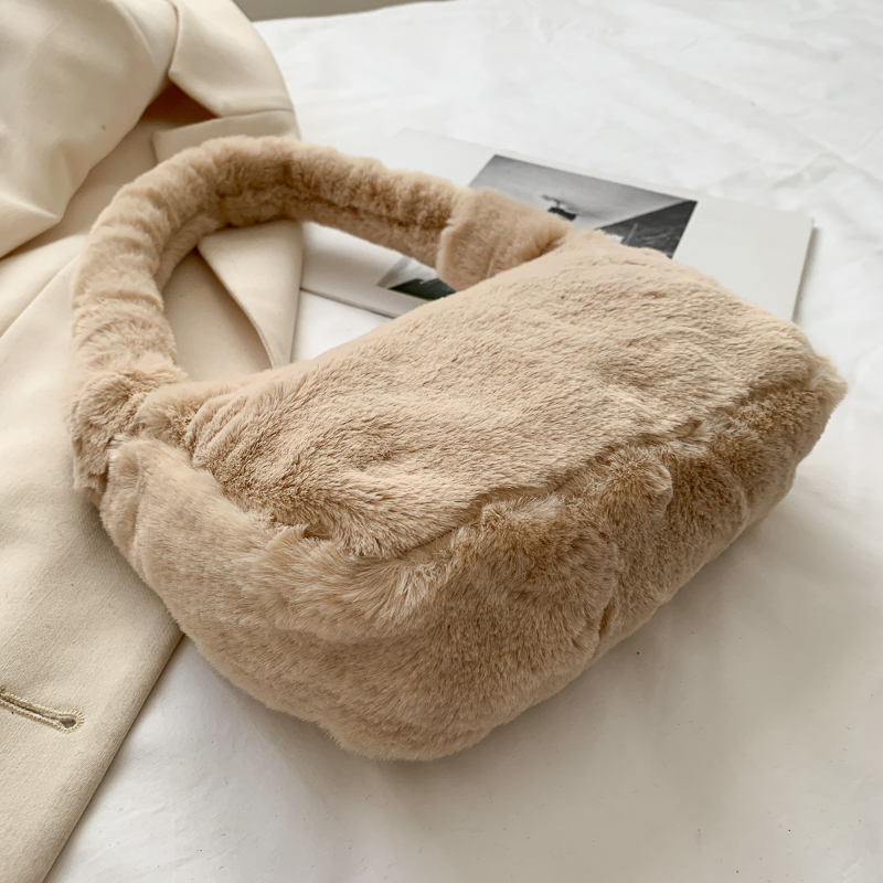 Bolsa de ombro de pelúcia de cor sólida da moda