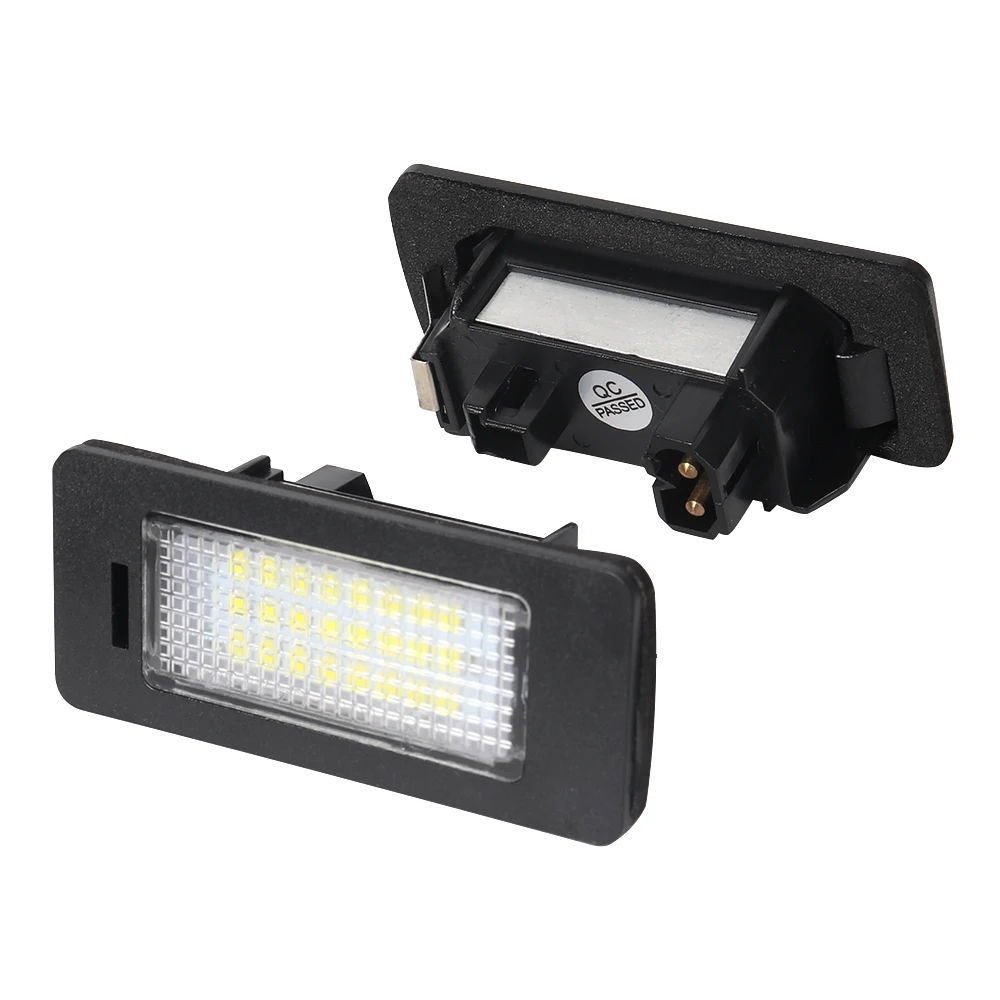 2 lâmpadas led brancas para placa de carro, acessórios automotivos para bmw e46 x5 e70 x6 e71 e72 e90 e92 e93 e91 m3 e39 m5 e60 e61 e82