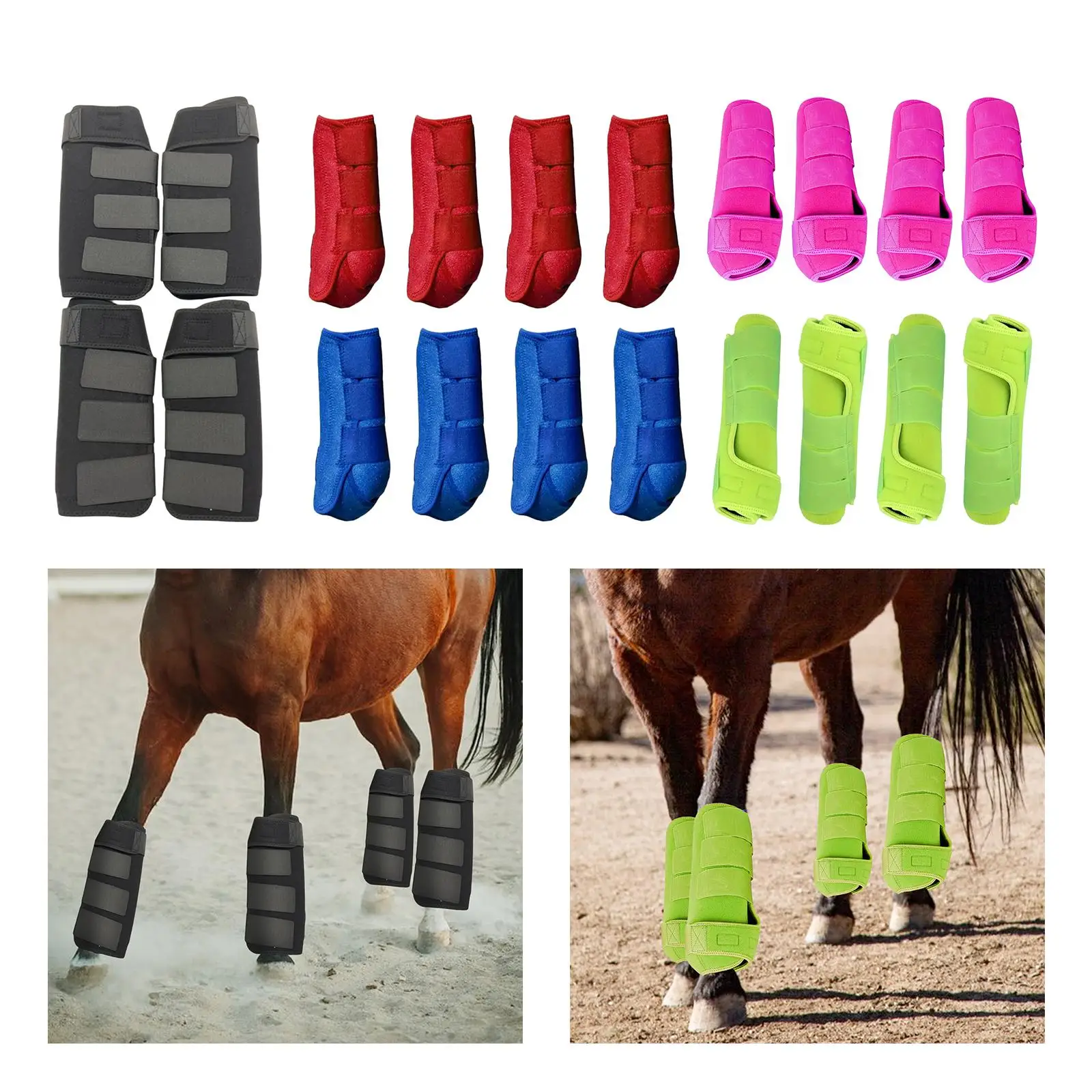 4x set di fasce per gambe protettive per gambe per scarponi da cavallo per allenamento