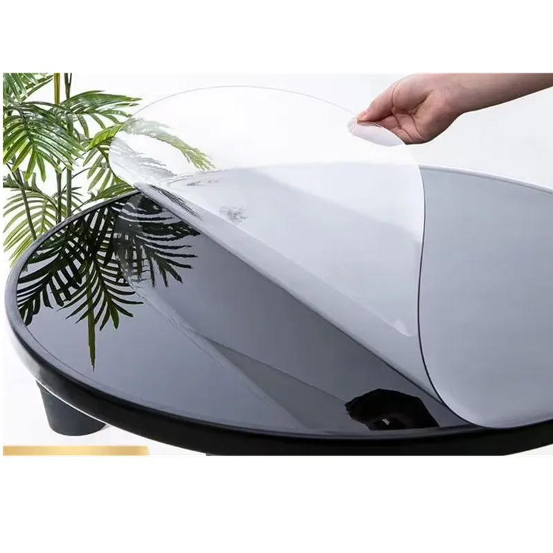 PVC Round Transparent Table Cloth, Waterproof， Oilprpoof , Soft Glass Tablecloth, Dining Table Protector.  (501)