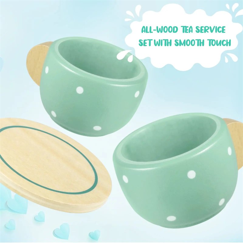 Conjunto de chá da tarde de madeira brinquedos para meninas meninos crianças comida fingir jogar brinquedos simulação cozinha conjunto de xícara de chá de madeira brinquedos para crianças