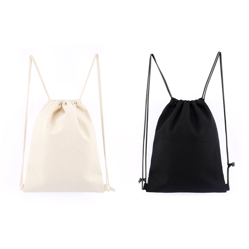간단한 Drawstring 배낭 문자열 가방 스포츠 체육관 자루 남성 여성 Cinch 문자열 배낭 통기성 코 튼 캔버스 가방