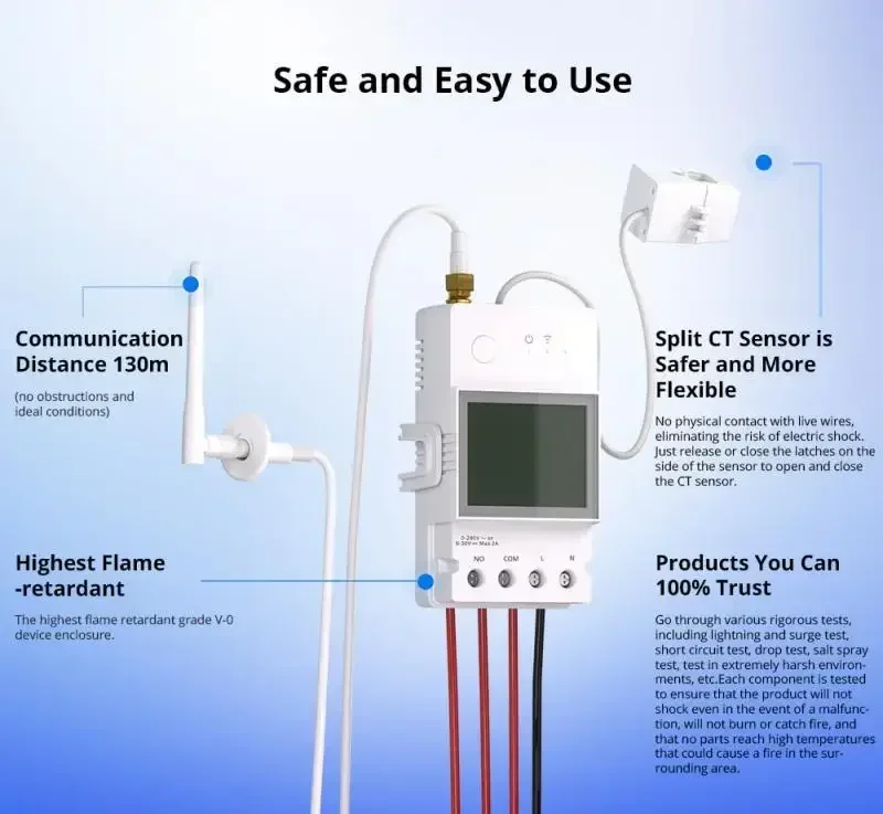 NOWY SONOFF POWCT POW Ring Inteligentny miernik mocy Transformator prądowy 100A Monitor energii Stykacz Współpracuje z Alexa Google IFTTT