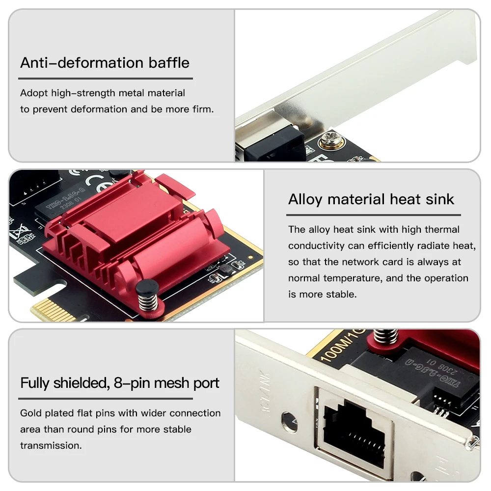 Tarjeta de red PICE a RJ45 de 2,5G, chip RTL8125B, convertidor PCI Express RJ45 de 2500Mbps, adaptador Gigabit Lan Ethernet para Win7/8/10/11