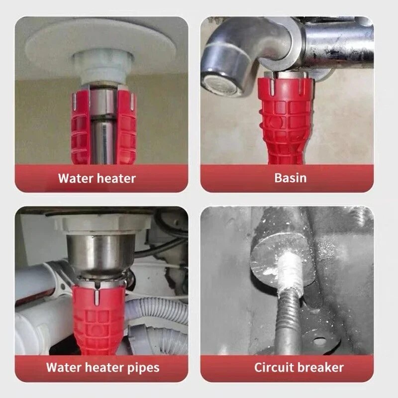 14-in-1-Waschbecken-Wasserhahn-Schraubenschlüssel, Sanitär-Reparatur-Werkzeug, Griff, Doppelkopf-Schraubenschlüssel, Schraubenschlüssel, Werkzeug-Installer, Ratschenschlüssel-Set für Badezimmer