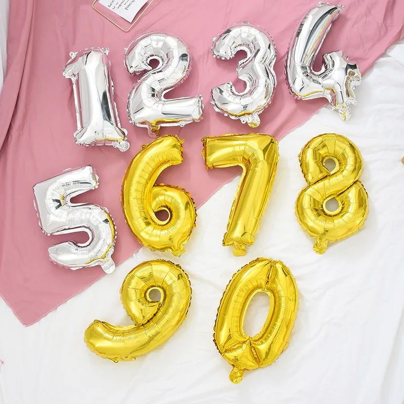 Palloncini foil digitali da 16/32/40 pollici Oro rosa Argento Gradiente Numero 0-9 Festa di compleanno Decorazione di nozze Baby Shower Globos