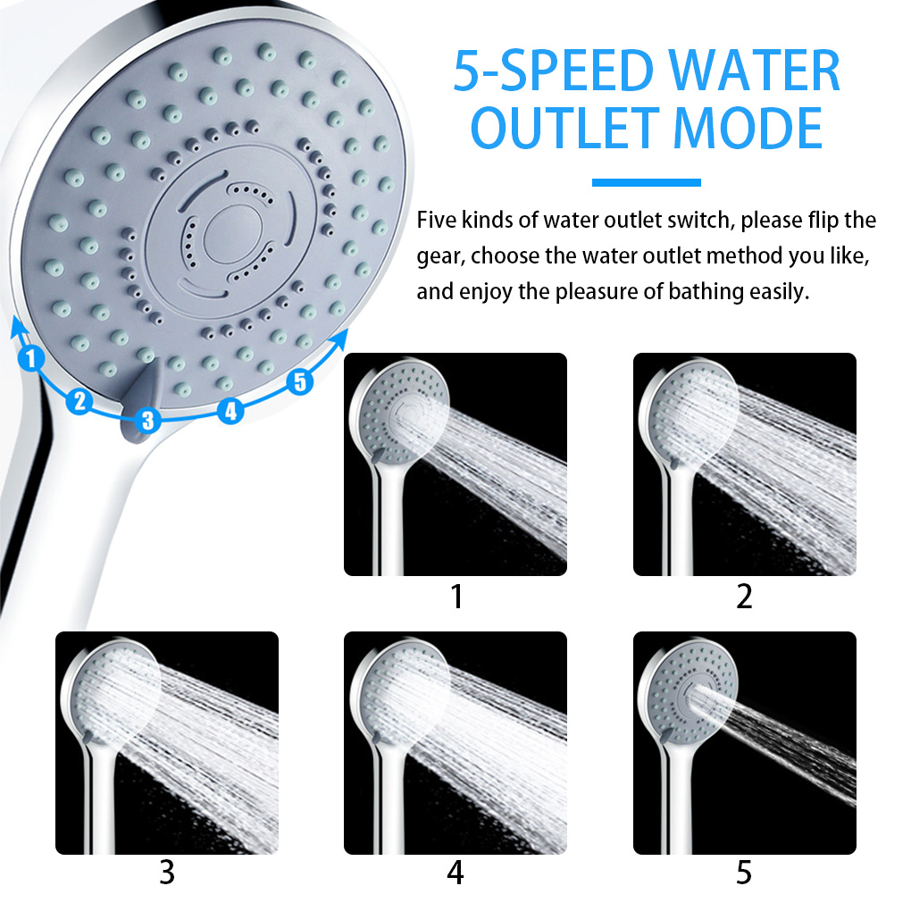 Zloog-Cabezal de ducha de baño de 5 modos, masaje de lluvia, boquilla rociadora de baño de mano multifunción, accesorios de baño