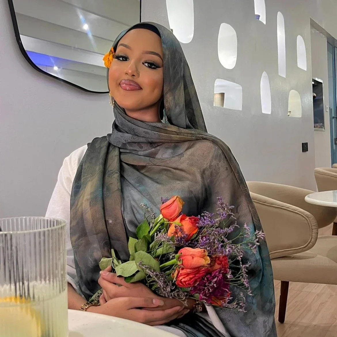 Mais novo impresso modal algodão hijab cachecol muçulmano premium ombre tie dye aquarela mármore impressão xale hijab cachecol