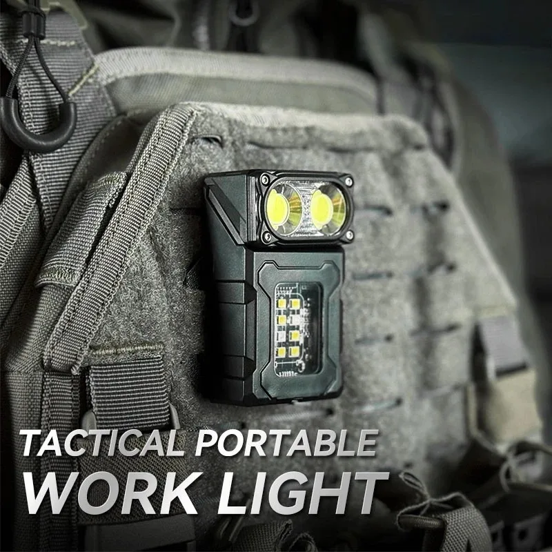 Luz de trabajo portátil táctica, herramienta EDC, Mini linterna LED para acampar al aire libre, herramienta de senderismo, mochila Molle, Clip de correa, recargable por USB