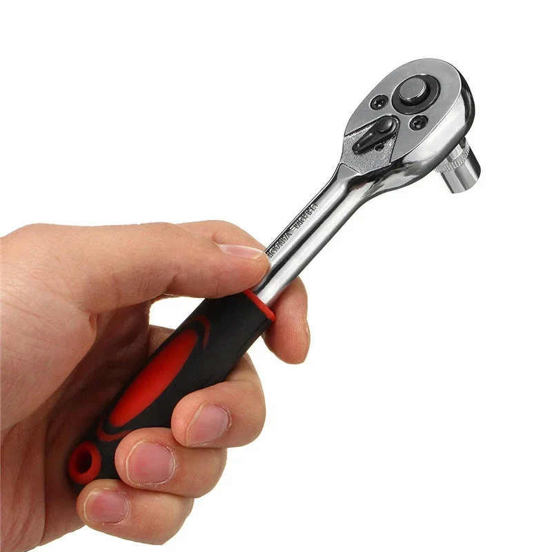 Juego de llaves de mango de trinquete de 12 piezas, Kit de llaves con varilla de extensión y 10 enchufes comunes, herramientas manuales de reparación de automóviles, 1/4, 3/8, 1/2