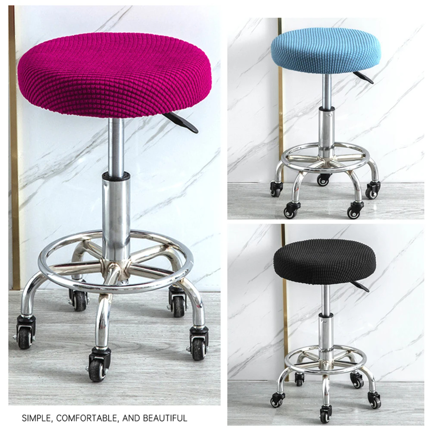 Capa para banco de bar, lã polar, redonda, capa removível, protetor de almofada de assento sólido, lavável, banco de bar