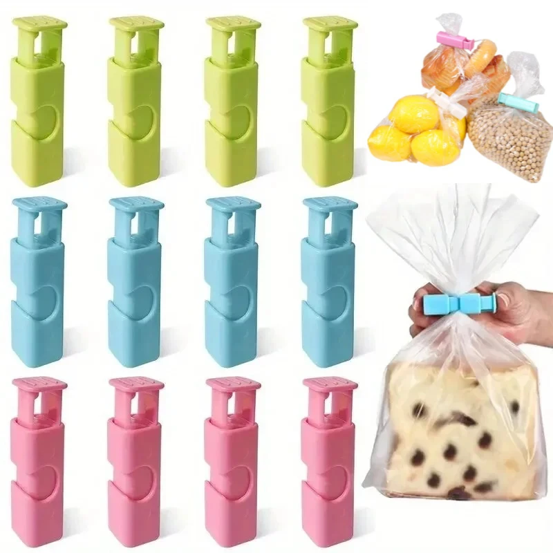 Clips reutilizables para bolsas de alimentos (paquete de 4) para sellar aperitivos, patatas fritas y productos secos para bloquear la frescura