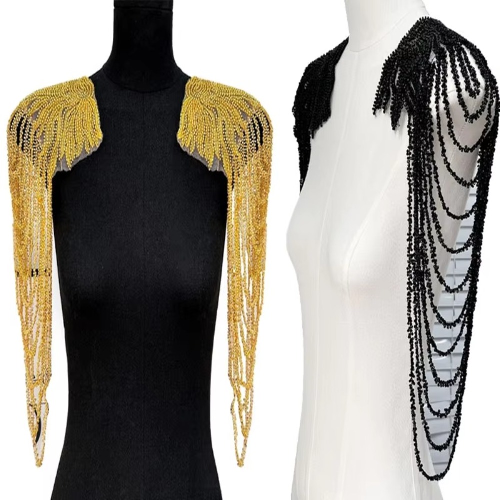 1 Stück Pailletten Perlen Uniform Epauletten Männer Frauen Cosplay Party Kostüm Zubehör Schulter Wrap Schmuck für Bühnenauftritte