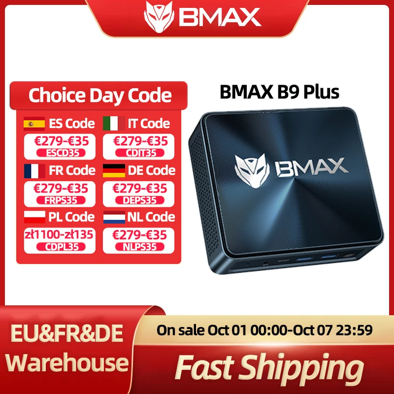BMAX B9 Plus MIni PC Intel 12. generacji procesor Core i5-1250P Intel Iris Xe Graphics 24 GB LPDDR5 512 GB NVMe SSD Windows 11 WIFI 6