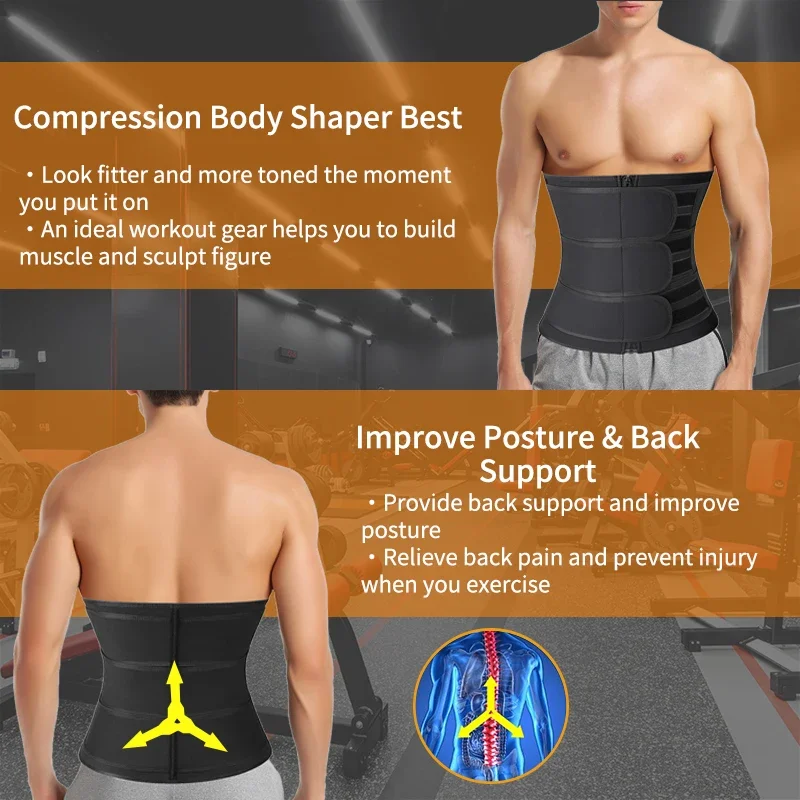 Nam Eo Huấn Luyện Tông Đơ Cắt Đai Giảm Cân Neoprene Tập Toàn Thân Xông Hơi Tập Luyện Mồ Hôi Đai Quai Đôi Định