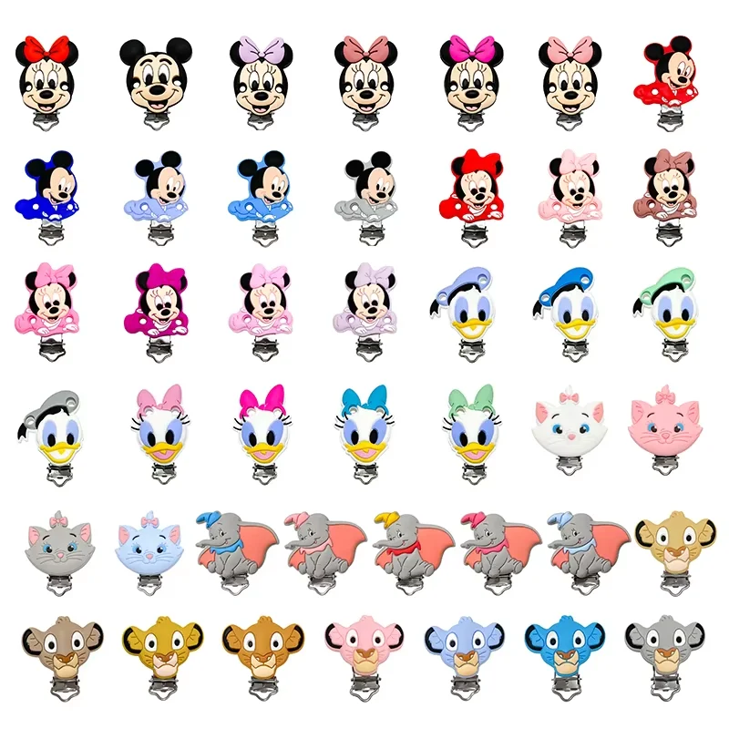 3 stücke Disney Silikon Mickey Maus Schnuller Clips Für DIY Baby Zahnen Halskette Dummy Halter Baby Zubehör
