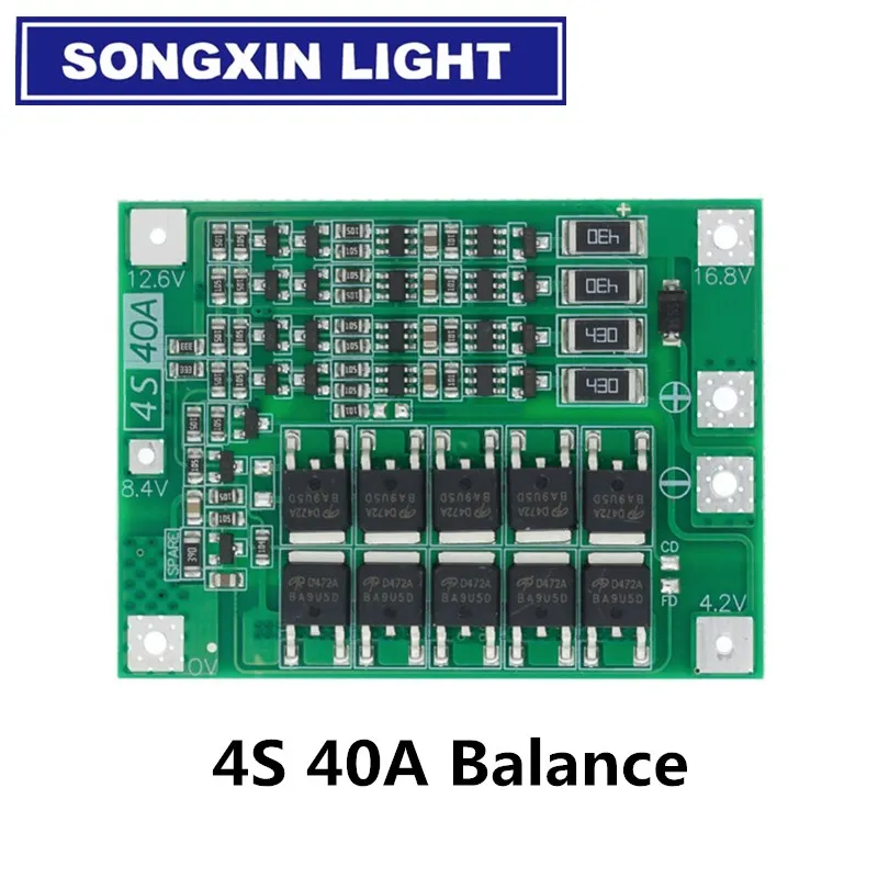 2S 3S 4S 20A 40A 60A Li-Ion LITHIUM แบตเตอรี่แผงป้องกันเครื่องชาร์จ 18650 BMS เจาะมอเตอร์ 11.1V 12 V/14V 16.8V เพิ่ม/Balance