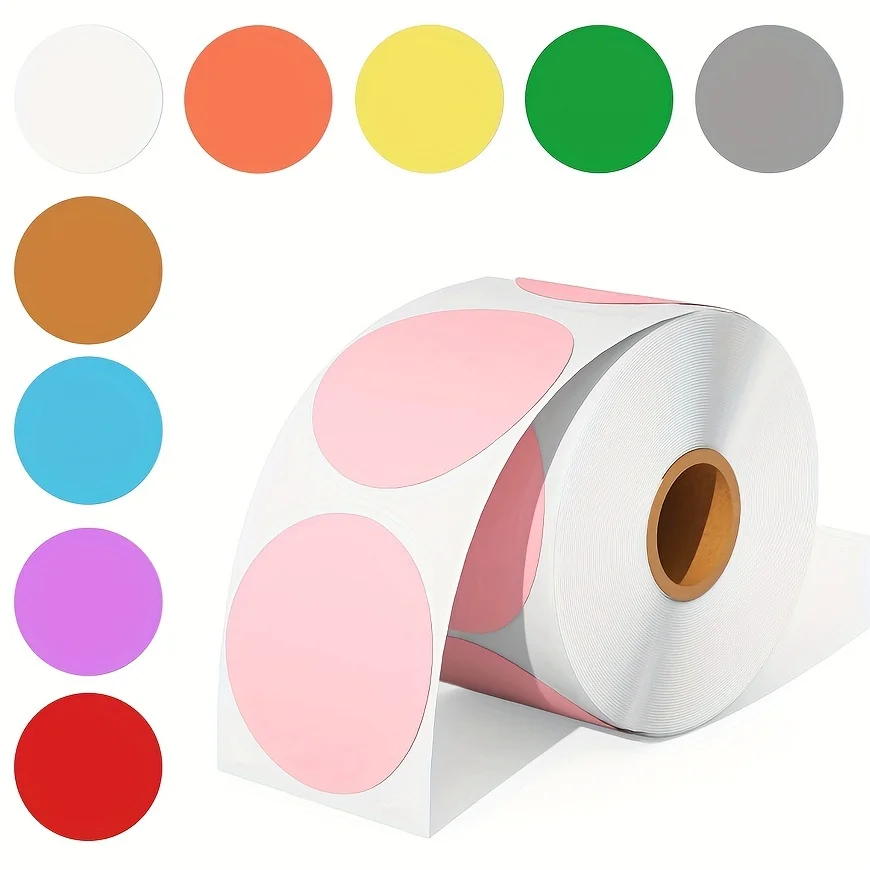 1 Roll, 600 Labels, 5.08cm Circle Thermal Sticker Label, Self-Adhesive Round Direct Thermal Label, White Multi-Purpose Roll