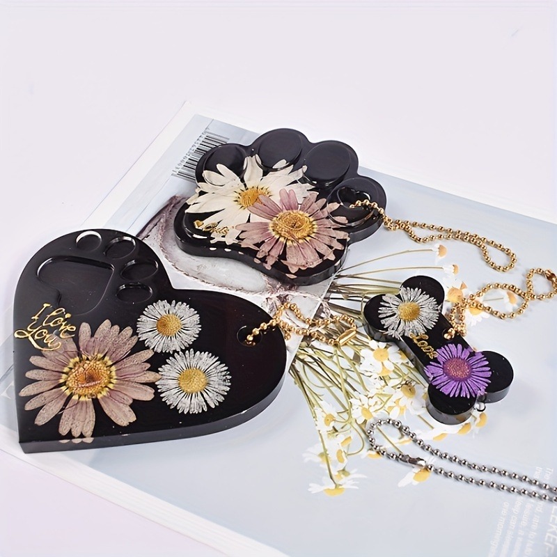 DIY エポキシ樹脂犬タグシリコーン金型樹脂キーホルダー金型犬の骨タグシリコーン金型ラウンドタグエポキシ金型ラブハート金型