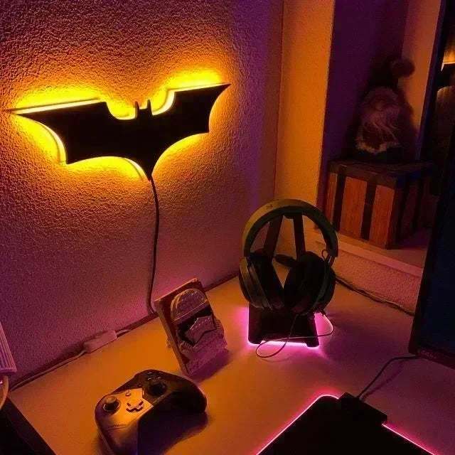 Batmanes veilleuse Cool télécommande multicolore 3D créatif chauve-souris atmosphère décoration de la maison chambre tenture murale lampe