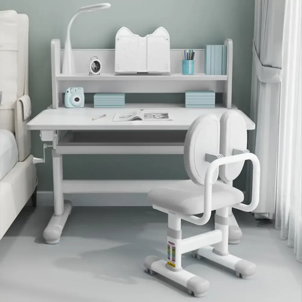 Mesa e cadeira ajustáveis em altura para crianças, mesa de estudo com mesa inclinada, mesa de escrita funcional com gavetas, escola, crianças