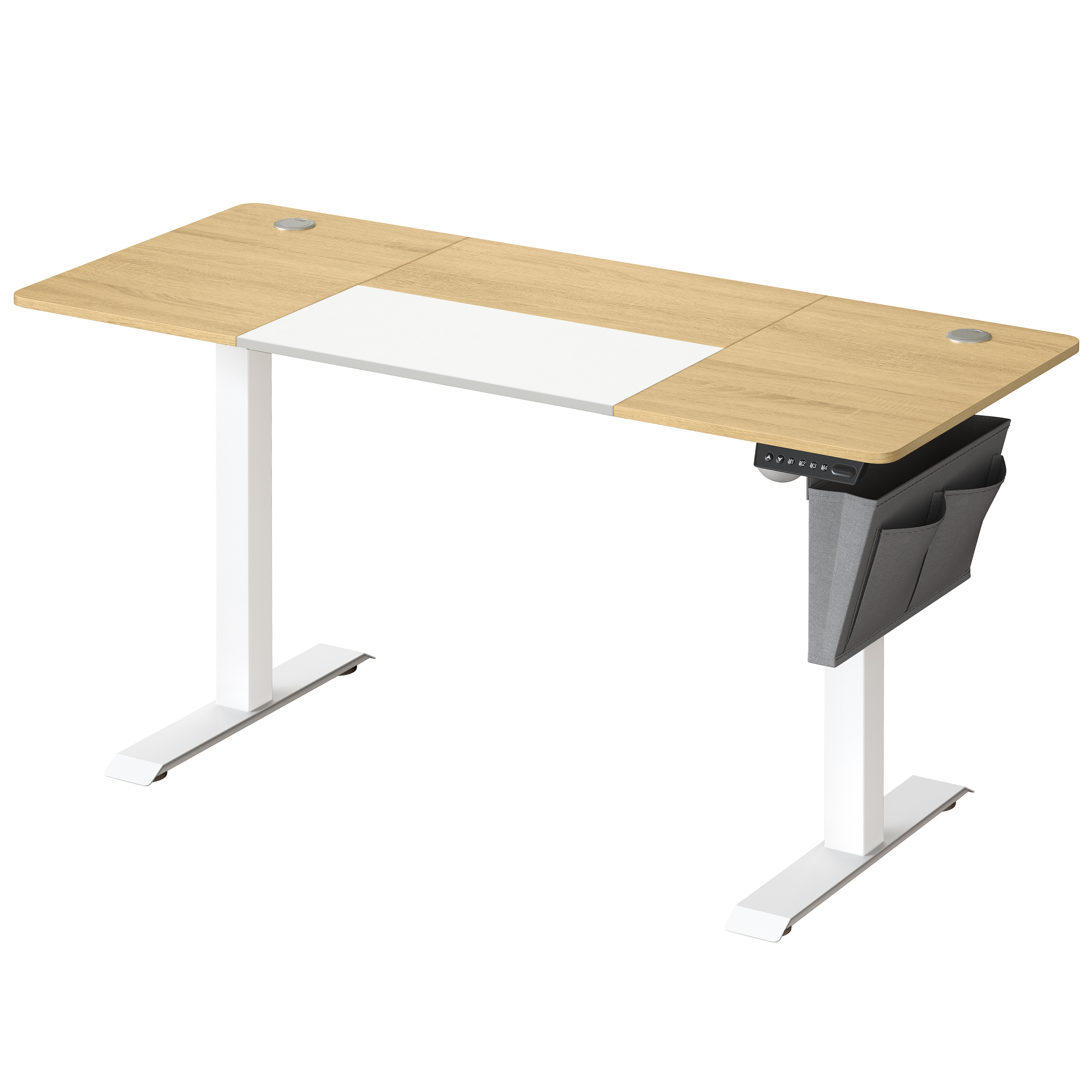 SONGMICS In hoogte verstelbaar bureau elektrisch, 60x140 x (72-120) cm, continu verstelbaar, gesplitste plaat
