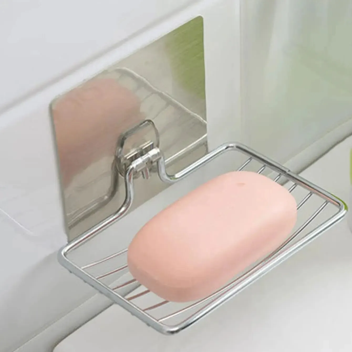 1pc de aço inoxidável saboneteira caixa luz prateleira luxo punch-livre prego-livre banheiro única camada dreno parede pendurado