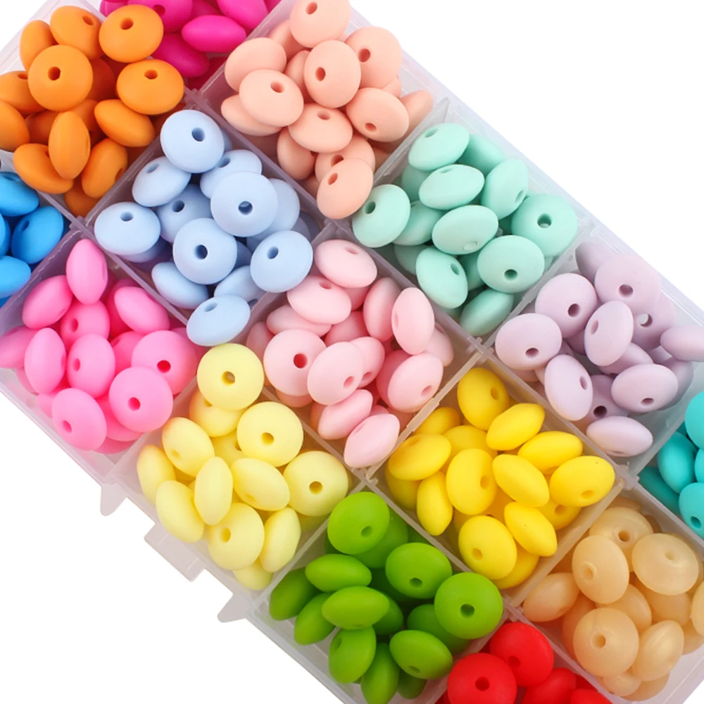 50/100 Uds cuentas de lentejas de silicona 12mm Ábaco cuentas focales sueltas DIY collar pulsera llavero accesorios para la fabricación de joyas