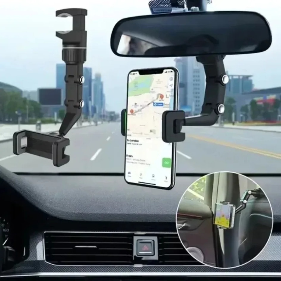 360 °   Suporte giratório do telefone do carro universal suporte do telefone do carro espelho retrovisor automático clipe de assento universal preguiçoso suporte para todos os telefones