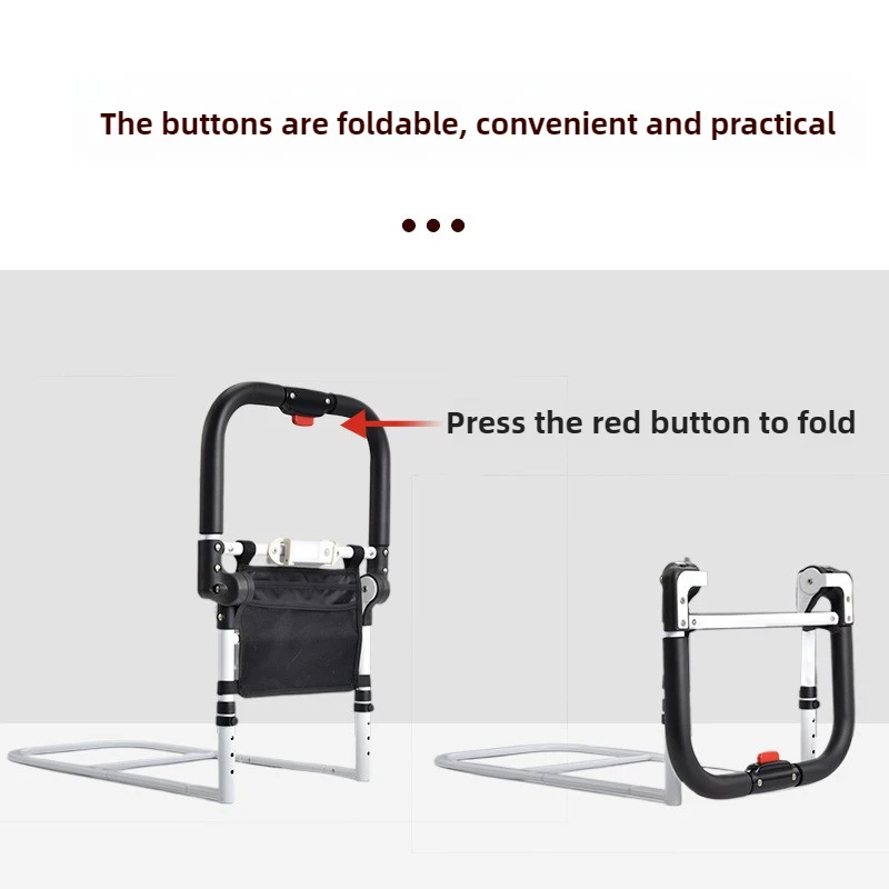 เหล็กคาร์บอนความปลอดภัยเตียงราวพับข้างเตียง Handrail ลื่นผู้สูงอายุ Get-Up Aid พับการตั้งครรภ์ Bed GUARD