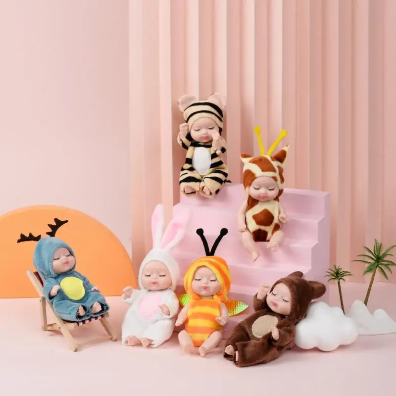 ตุ๊กตาเจ้าหญิงจำลอง2ชิ้นชุดตุ๊กตาทารกน่ารักขนาดเล็กของเล่นการ์ตูนสัตว์สำหรับเด็กตุ๊กตาน่ารักของขวัญสำหรับเด็กผู้หญิง