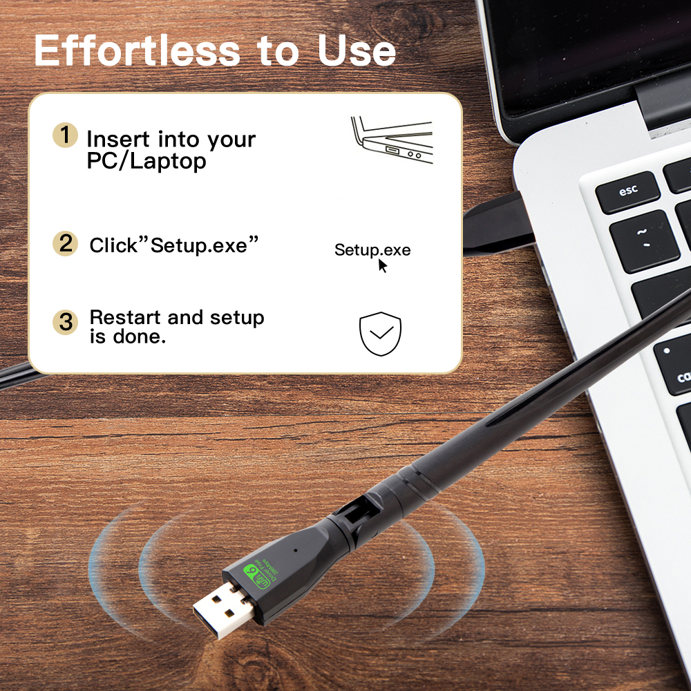 300 Мбит/с Wi-Fi6 USB-адаптер 2,4 ГГц Антенна сетевой карты Wi-Fi6 USB-ключ 802.11ax Беспроводной Wi-Fi-приемник для ПК Драйвер ноутбука Бесплатно
