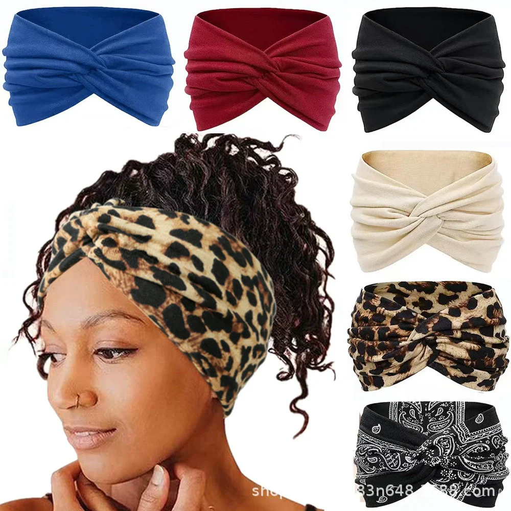 1 peça/4 peças de tiaras largas para mulheres, faixas de cabeça boho, envoltórios de cabeça de treino, elásticos sem deslizamento