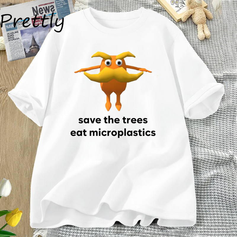 Camiseta divertida Save The Trees Eat Micropltics Meme para mujer y hombre, camiseta de broma Weirdcore, camisetas gráficas de manga corta con cuello redondo de verano