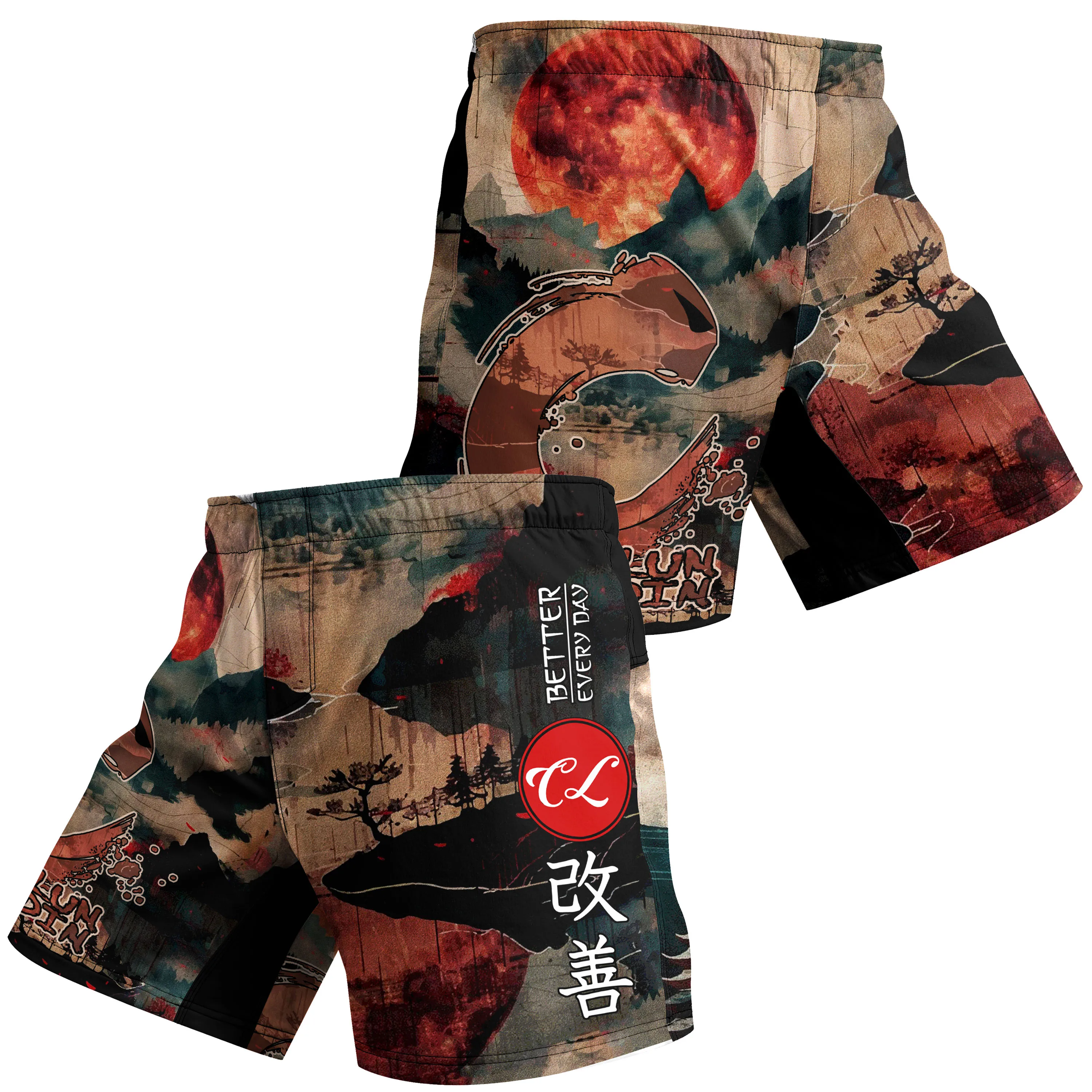 Fighting Hot MMA Training Grappling Shorts With 4-Way Stretch Fabric And Your Own Sublimation Printing MMA Shorts With Rubber