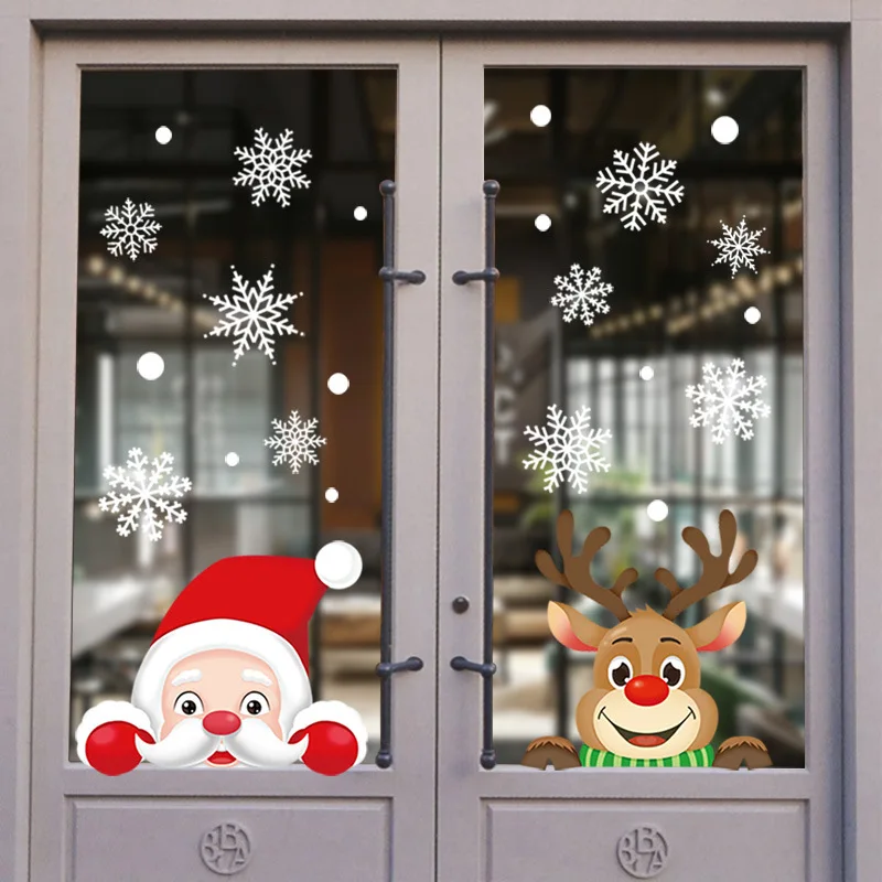 Giáng Sinh Cửa Sổ Dán Ông Già Noel Bông Tuyết Dán Tường Decal 2022 Đồ Dùng Trang Trí Giáng Sinh Cho Gia Đình Năm Mới Đồ Trang Trí Quà Tặng 2023