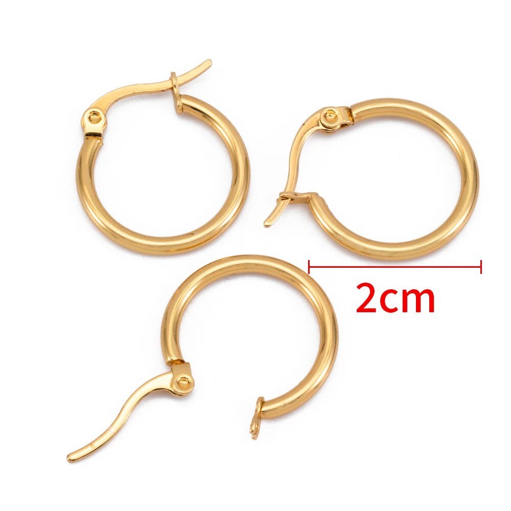 10 peças 20mm brincos de aço inoxidável anéis de orelha abertos para fazer jóias acessórios de componentes diy