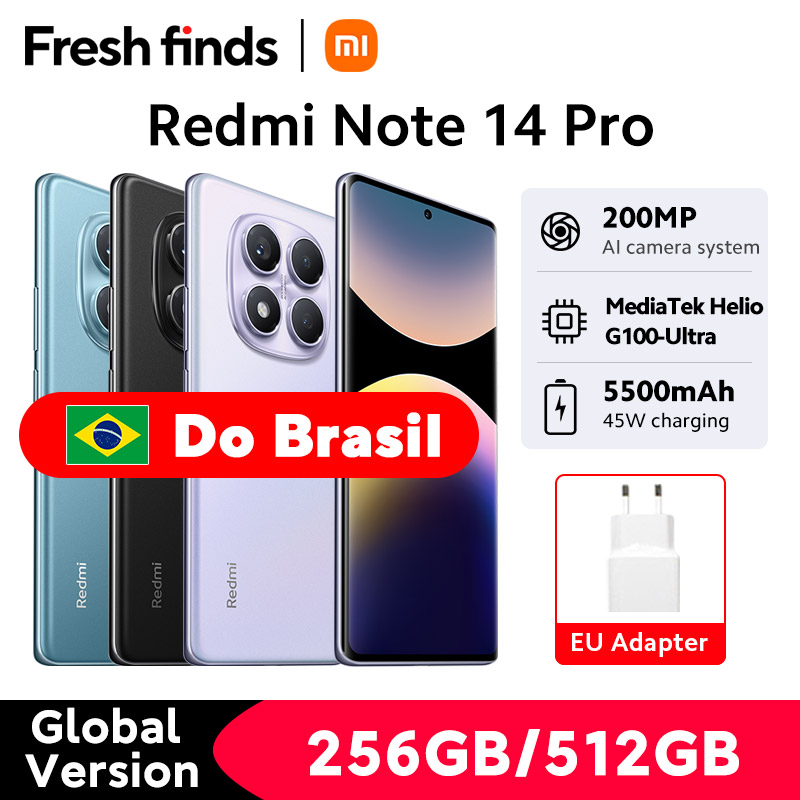 Estreia mundial versão global xiaomi redmi note 14 pro 4g smartphone 200mp câmera ai mediatek helio G100-Ultra 6.67 "5500mah