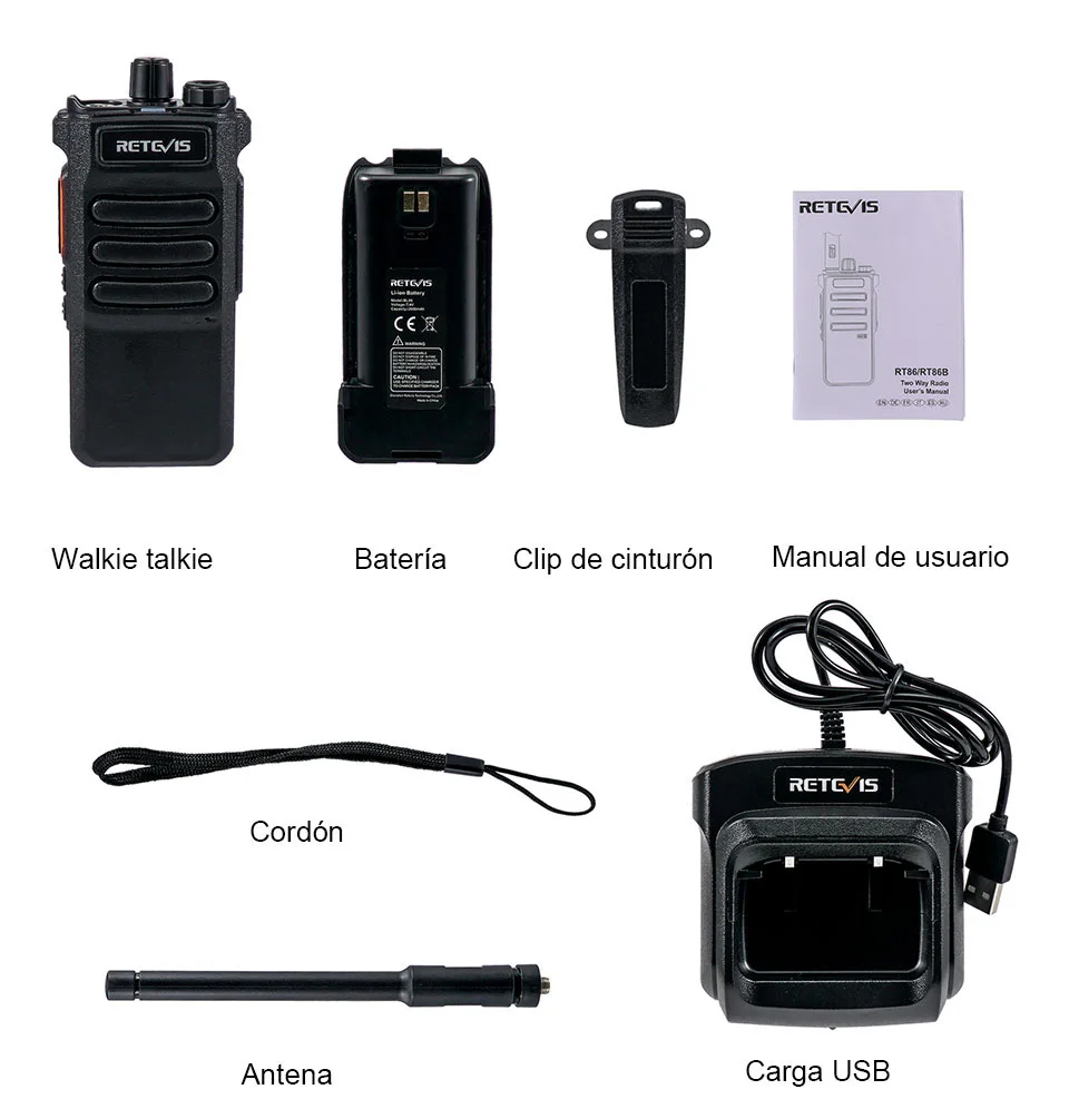 Retevis RT86 Walkie Talkie Radio bidireccional profesional Walkie Talkie de largo alcance Radio de comunicación  para negocios al aire libre