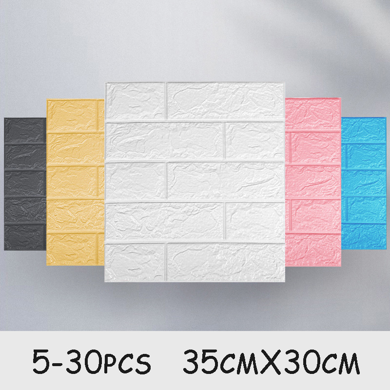 5-30 pçs 35cm * 30cm diy auto-adesivo 3d adesivos de parede para o quarto à prova dwaterproof água decoração de casa fundo espuma tijolo papel de parede