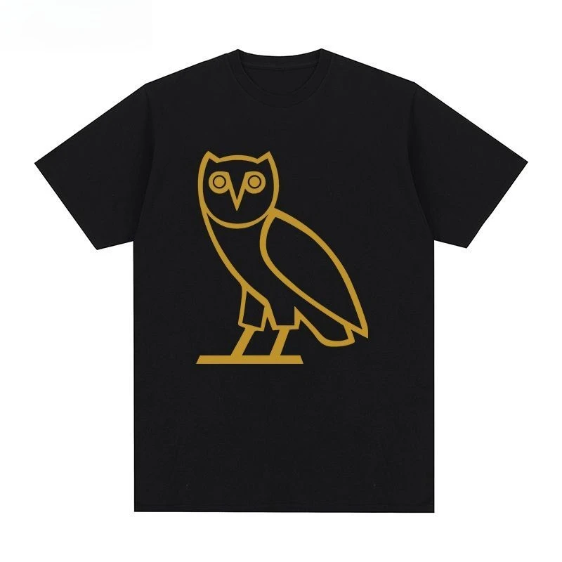 Drake Male Duck OVO Koszulka męska i damska Okrągły dekolt Koszulka z czystej bawełny Krótki rękaw Hip-hop Rap Luźny CLB Kanada