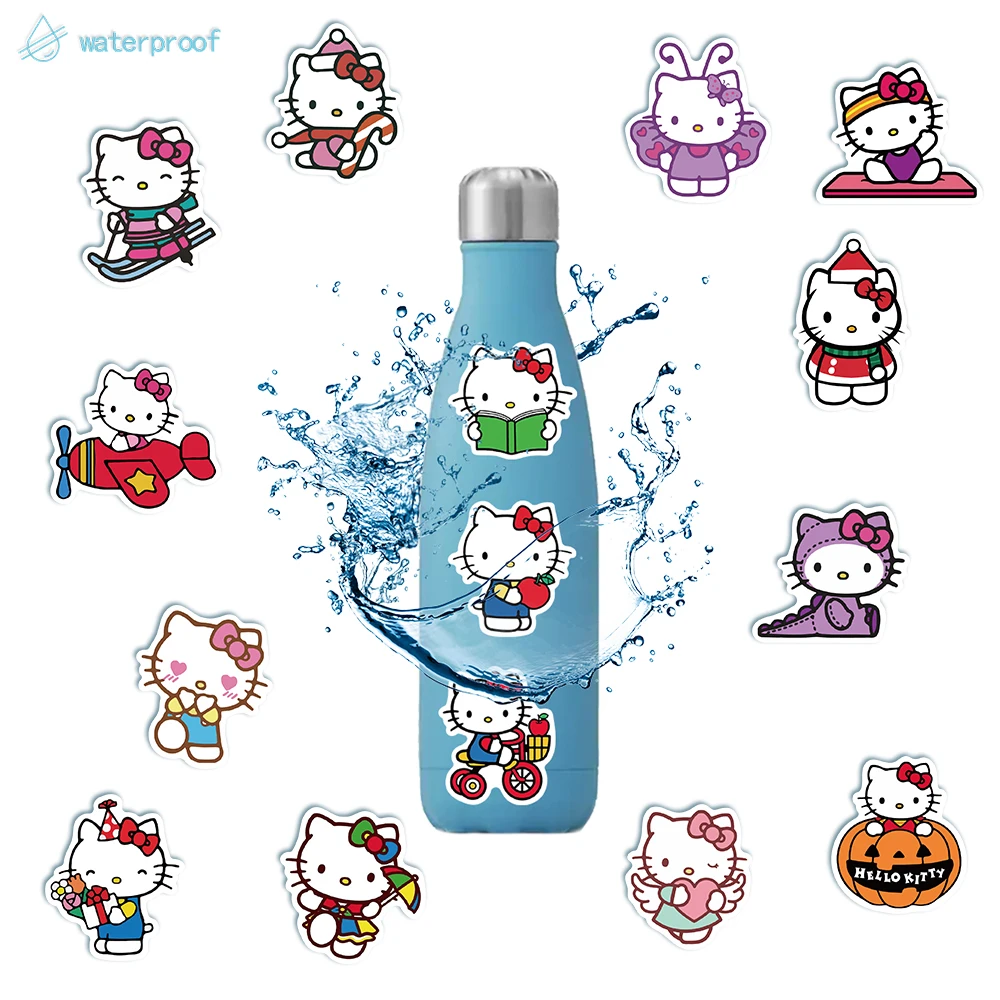 Sanrio kuromi adesivos kawaii olá kitty decalques à prova dwaterproof água para crianças meninas diy portátil telefone diário bonito dos desenhos animados sanrio adesivo