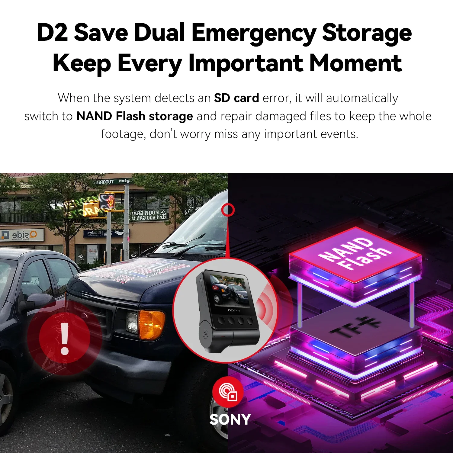 DDPAI Dash Cam Z50 delantera y trasera 4K, cámara para coche con 2160P frontal + 1080P trasera, GPS WiFi incorporado, cámara de salpicadero dual para coches