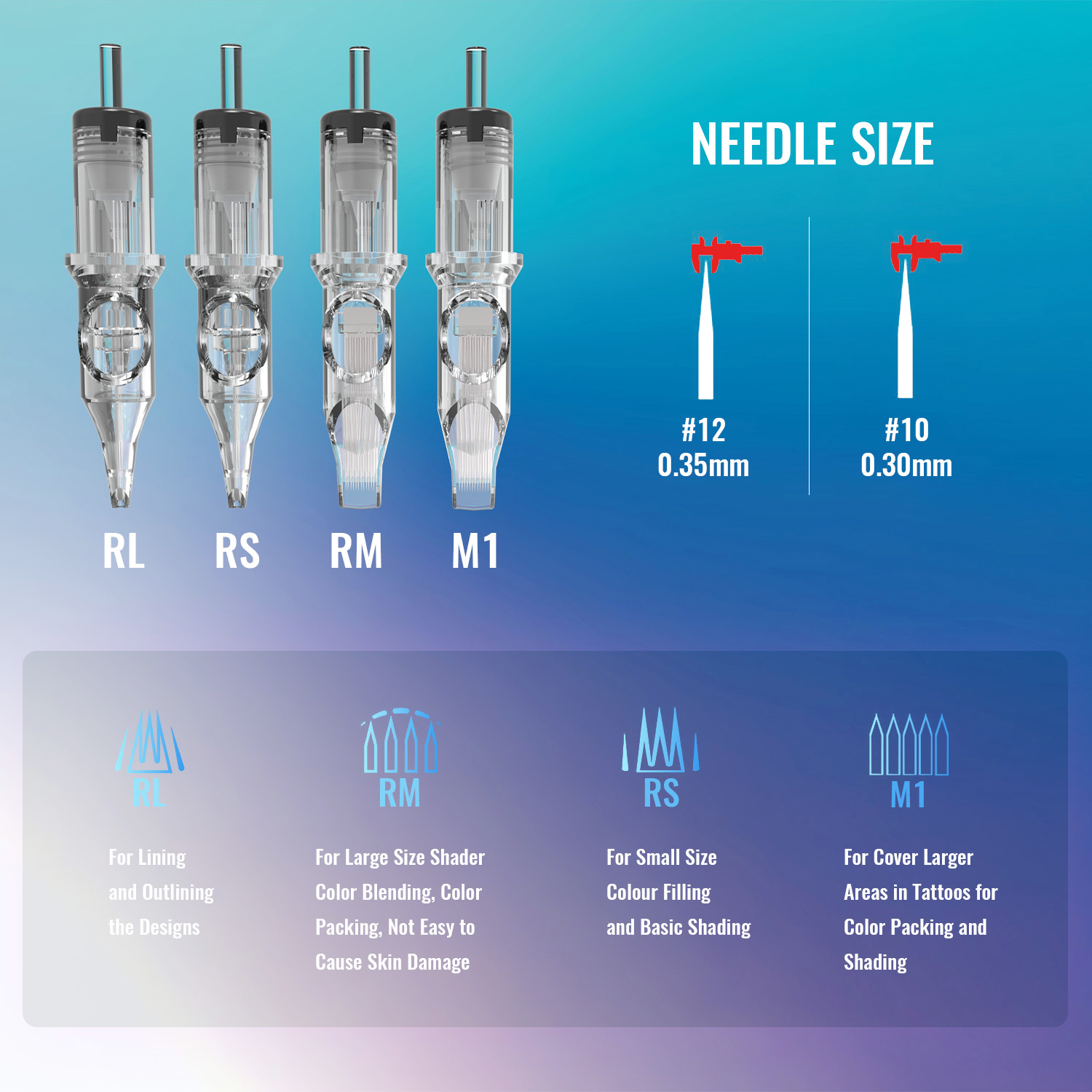 50/20PCS ผสมเข็มสักสักแต่ละแพคเกจทิ้งเข็มสักโปร่งใสสําหรับปากกาสักเครื่อง