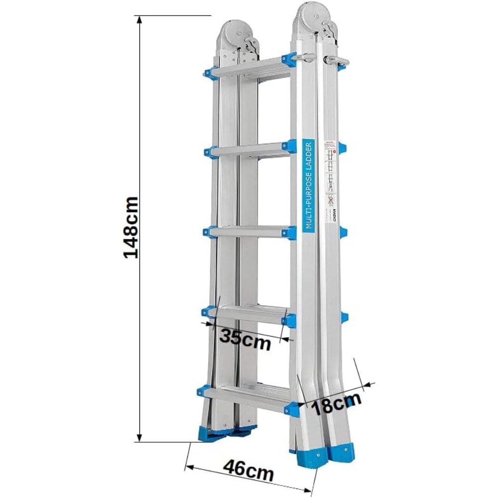 Escalera Articulada Pliable Télescopique Multifonction Aluminio 4x5 Escalones 5,10m