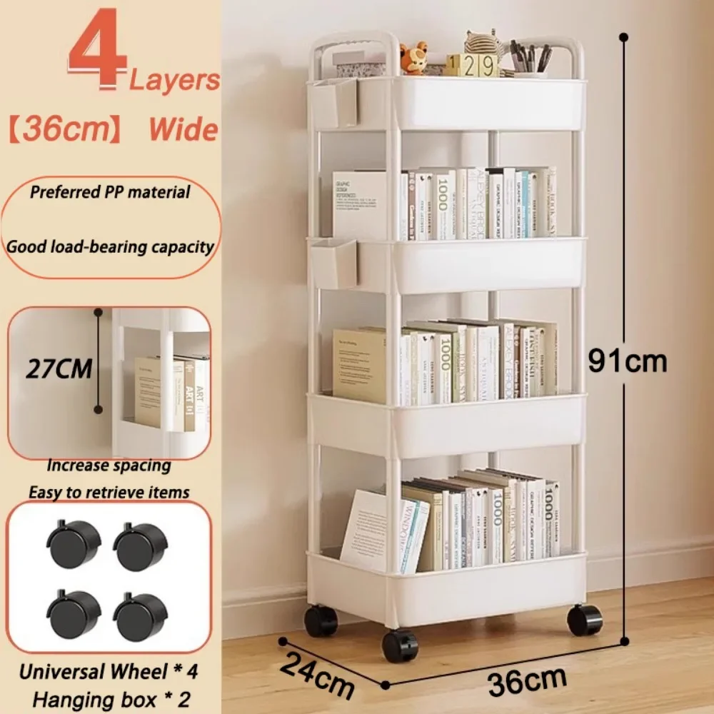 Mobile Storage Rack ห้องครัว Trolley Gap Rolling ของเล่นรถเข็นห้องนั่งเล่นขนมชั้นวางล้อ Muti-Tier ชั้นวางหนังสือ